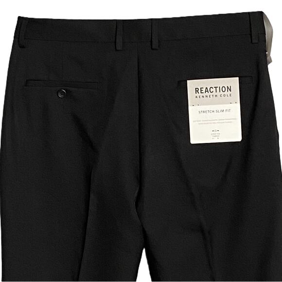 Kenneth Cole Dress Pant Men's 34x30 Slim Fit Stretch Gabardine Solid Black NEW - Picture 6 of 13